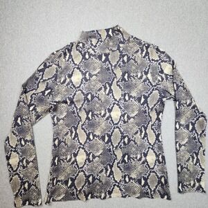 No Boundaries Mock Neck Top Juniors XL Grey Snakeskin Ribbed Knit Excellent